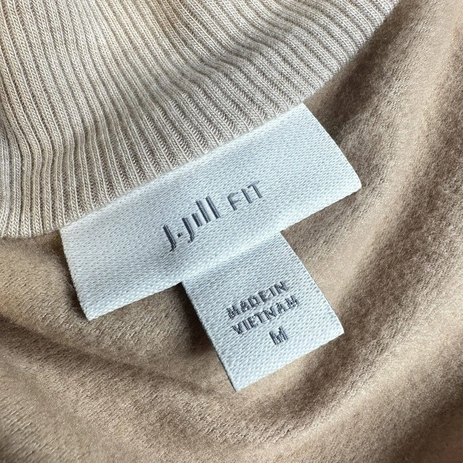 J.Jill Fit Open Front Cardigan Sz Medium Neutral Beige Long Sweater Modal Blend