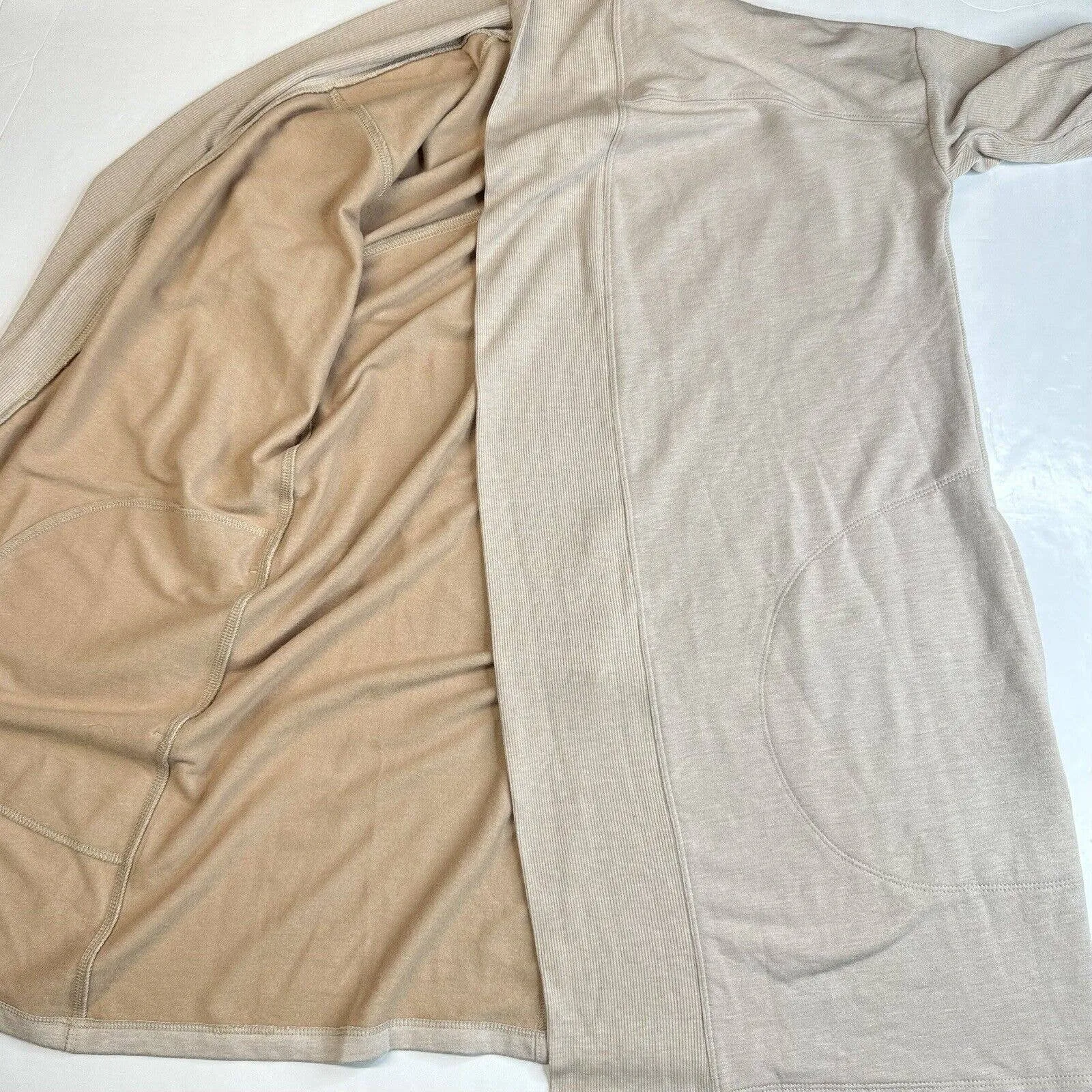 J.Jill Fit Open Front Cardigan Sz Medium Neutral Beige Long Sweater Modal Blend