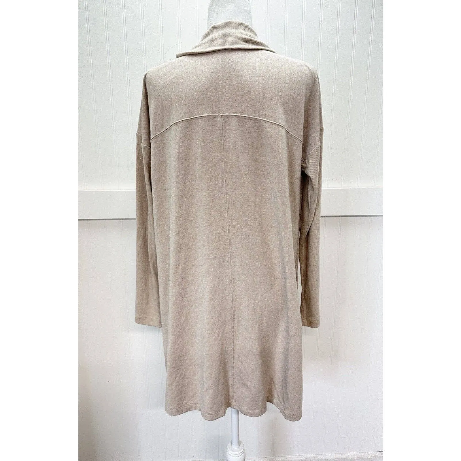 J.Jill Fit Open Front Cardigan Sz Medium Neutral Beige Long Sweater Modal Blend