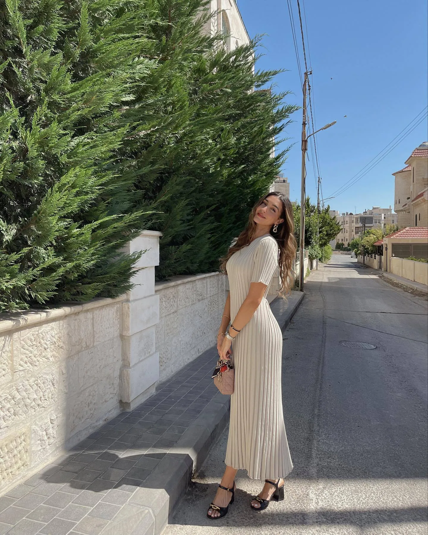 Knitted Pleated Midi Dress