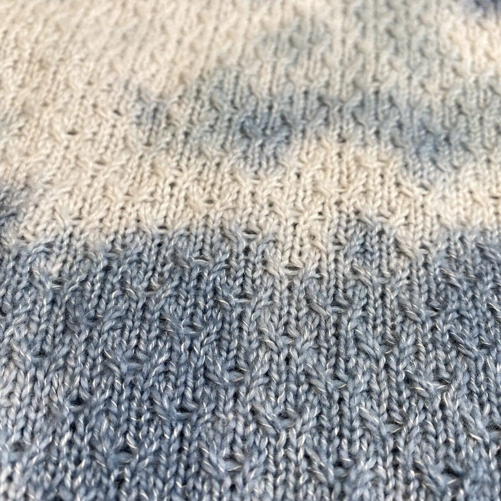 Knox Rose Sweater XXL Open Knit Long Sleeve Blue/White Soft Stretchy V-Neck Top