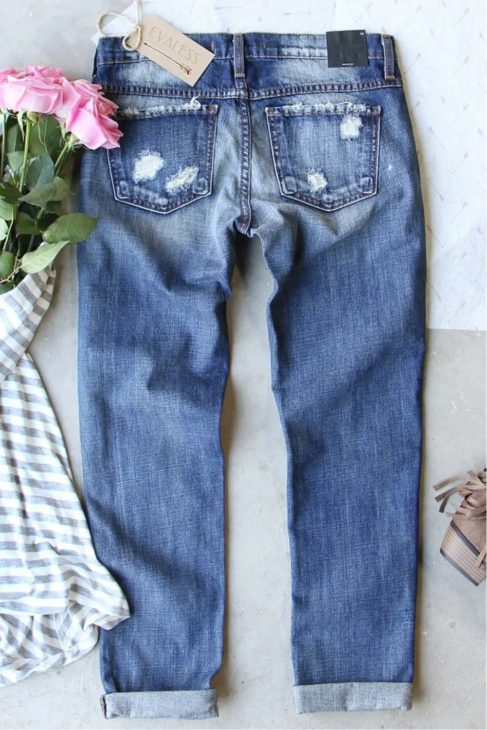 Leopard Gradient Distressed Jeans
