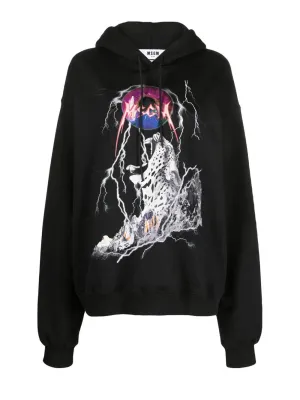 Lightning Graphic Print Hooded Sweatshirt