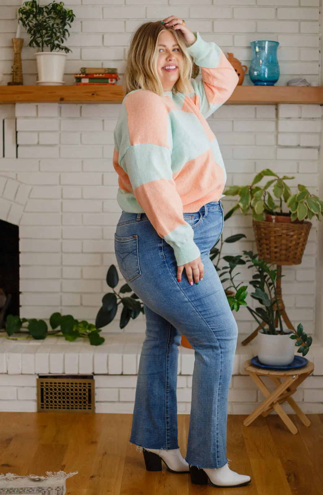 Make Your Move Checkered Knit Sweater in Mint