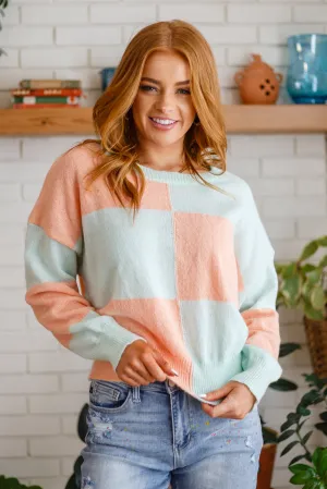 Make Your Move Checkered Knit Sweater in Mint