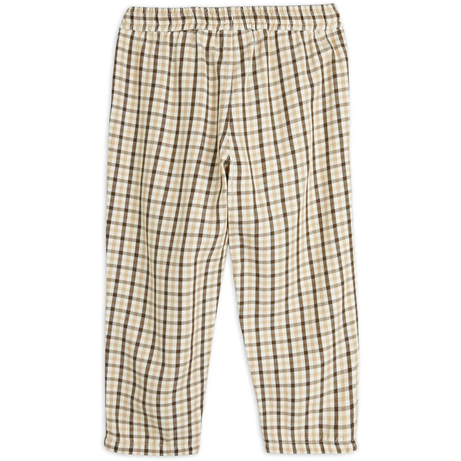 Mini Rodini Beige Gingham Woven Elastic Trousers