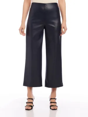 Navy Wide Leg Cropped Pants