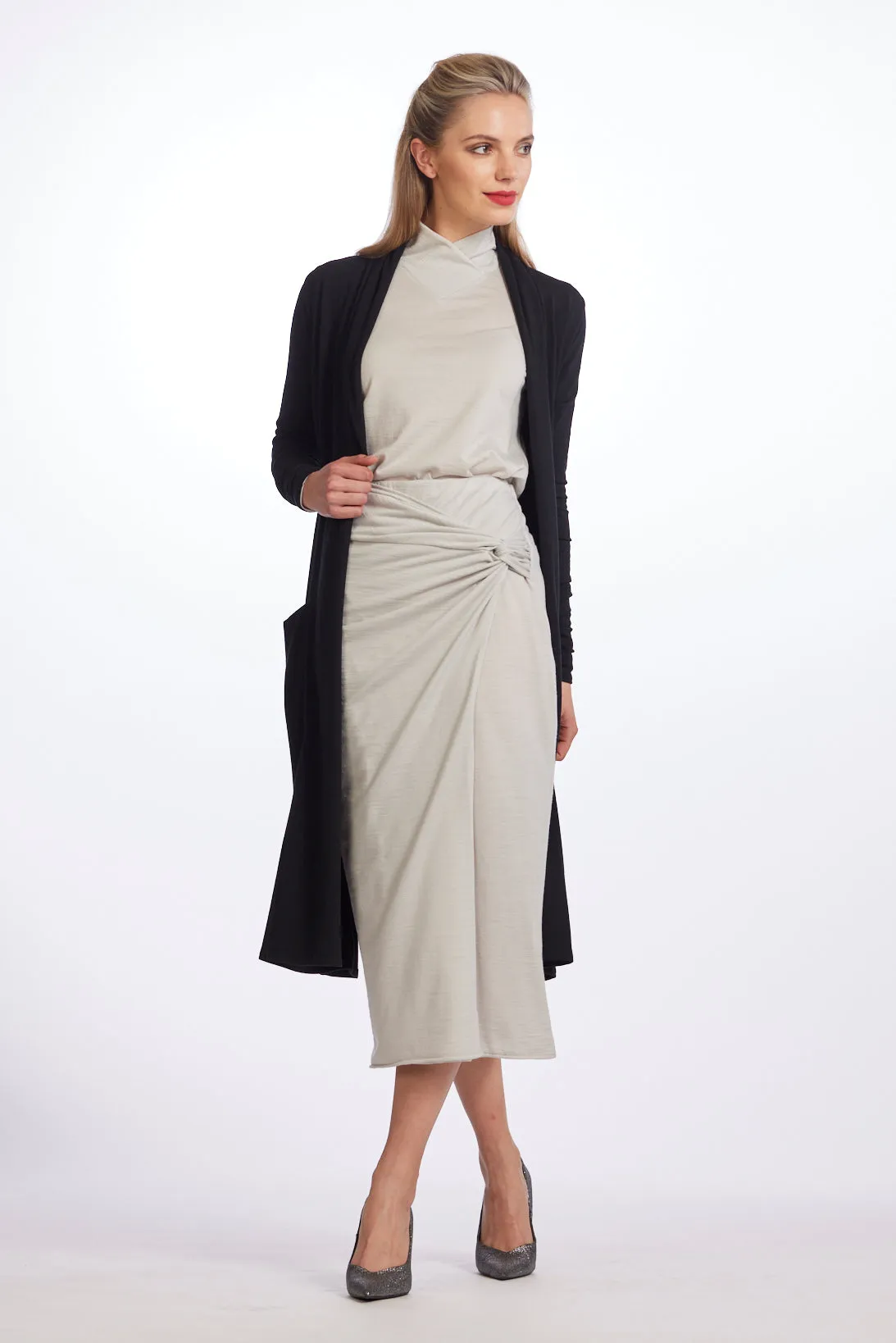 Paula Ryan Merino Long Shrug - Black