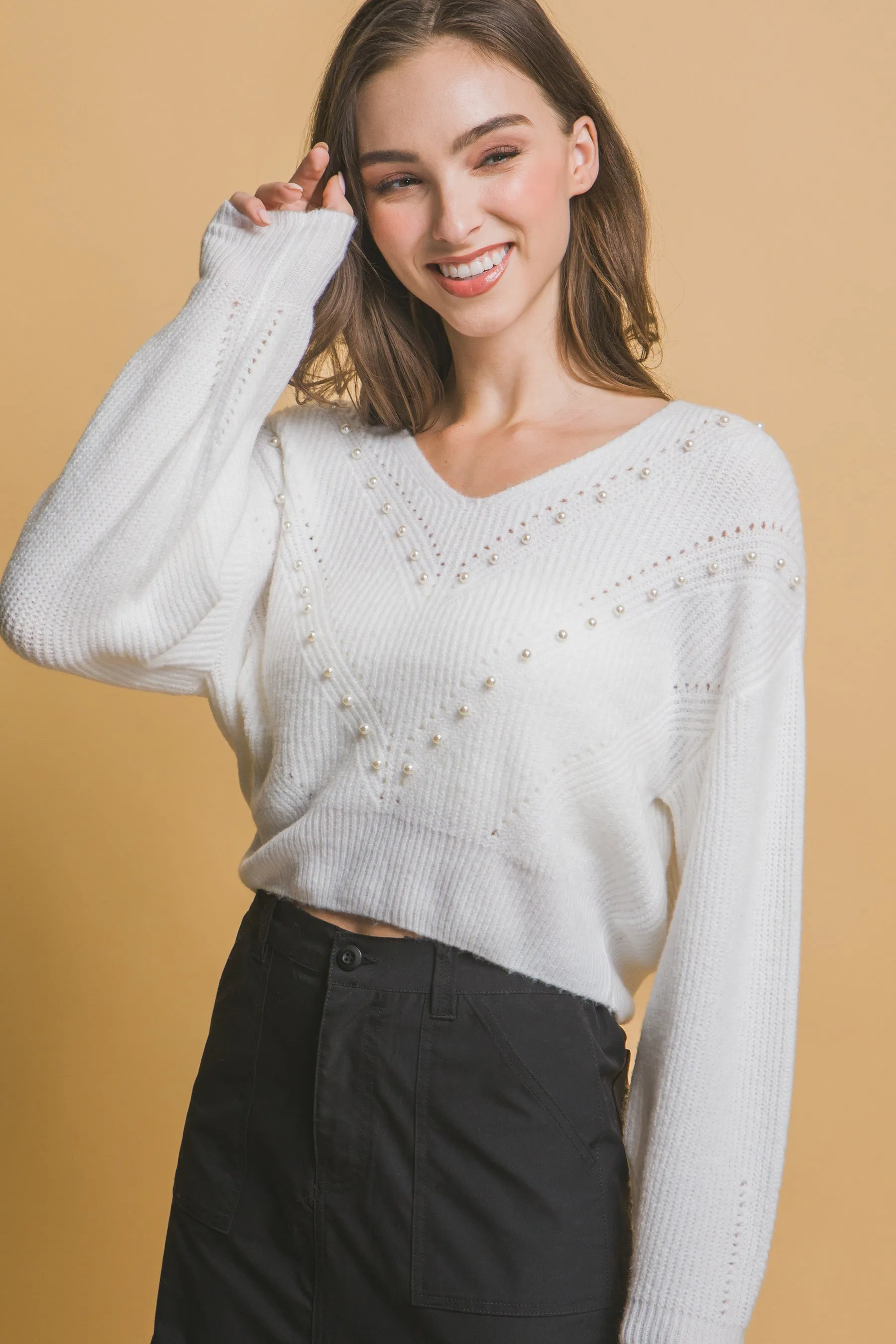 Pearl detail sweater