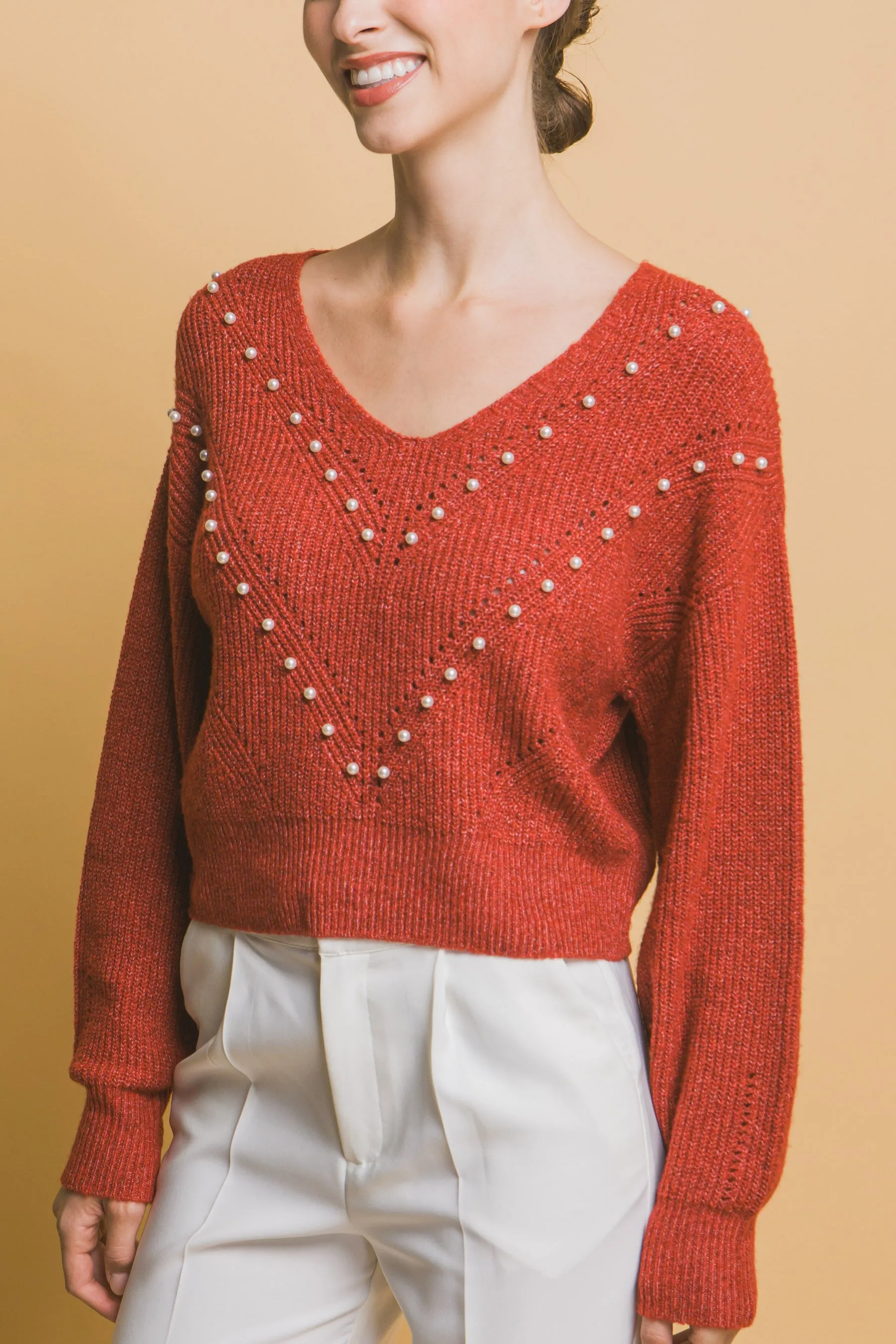 Pearl detail sweater