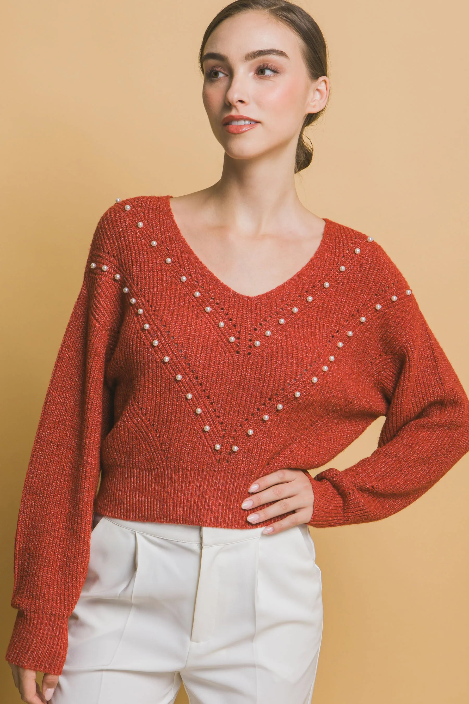 Pearl detail sweater