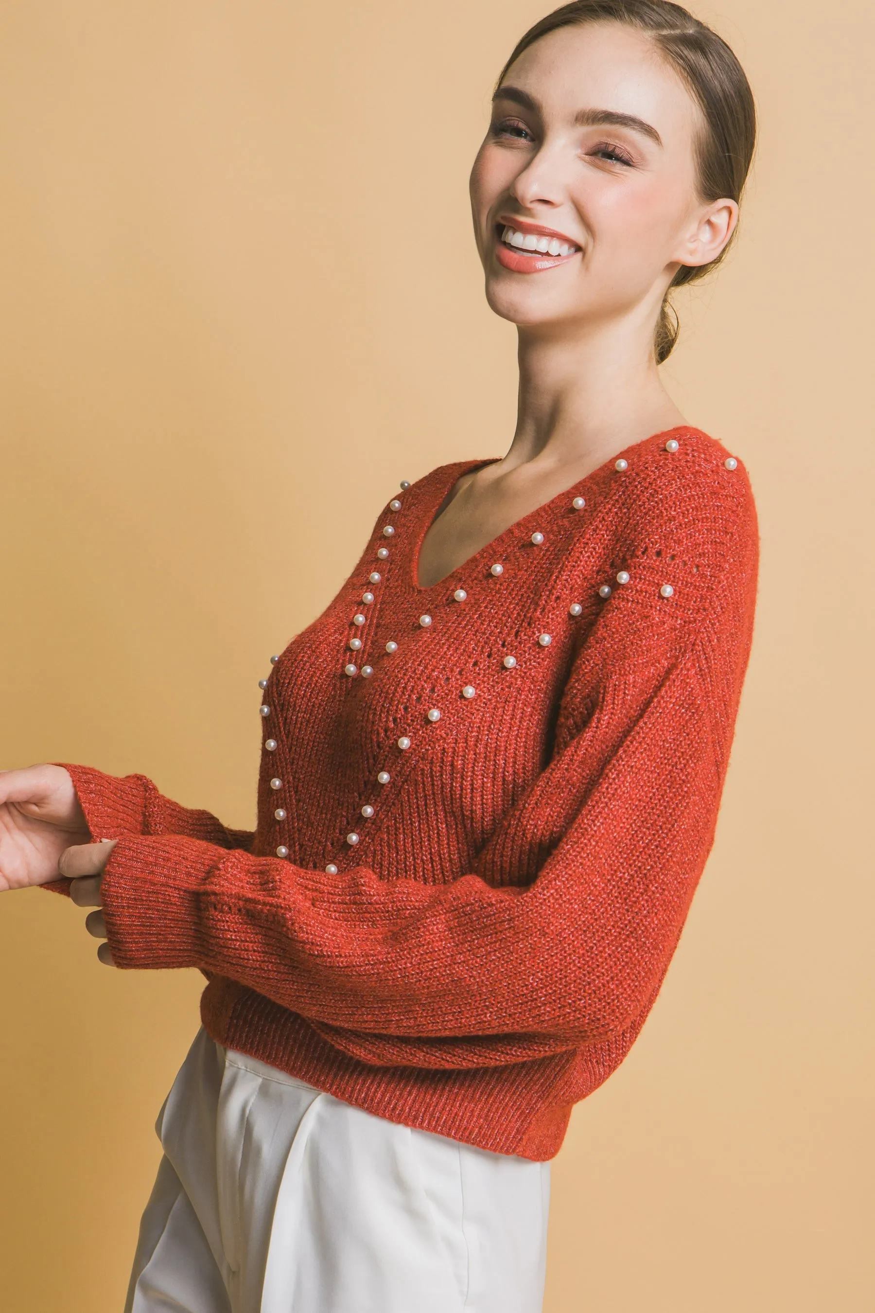 Pearl detail sweater