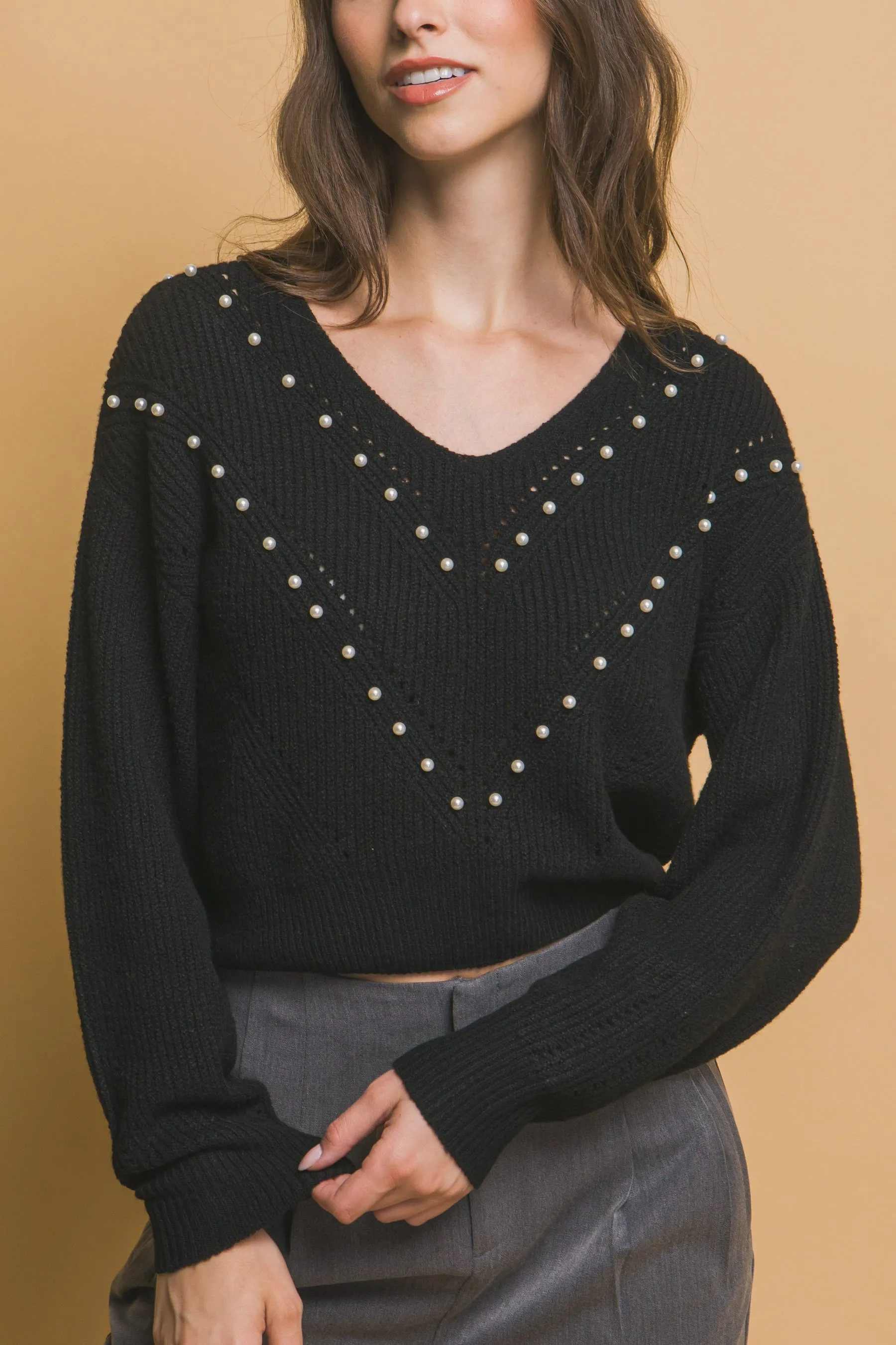 Pearl detail sweater