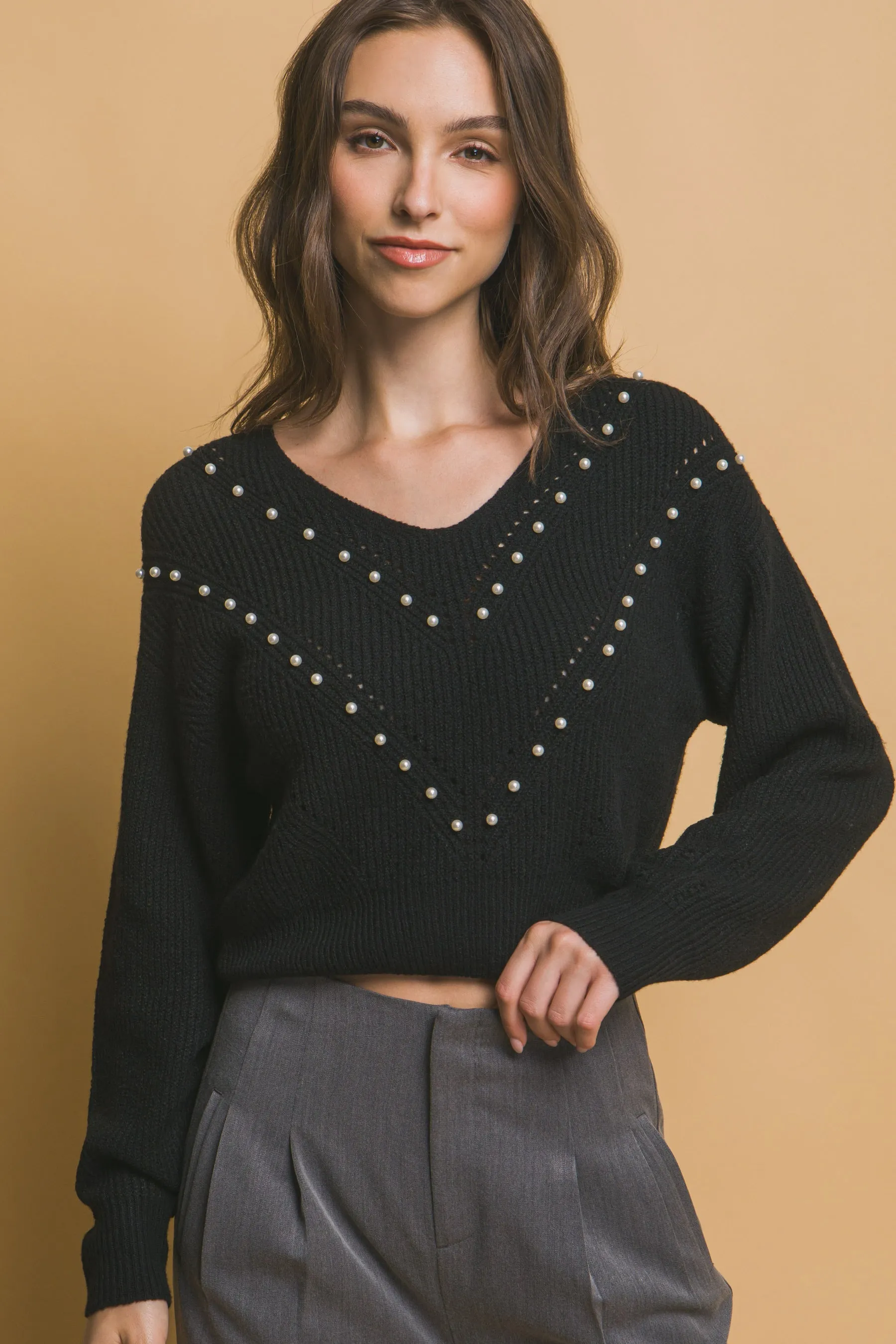 Pearl detail sweater
