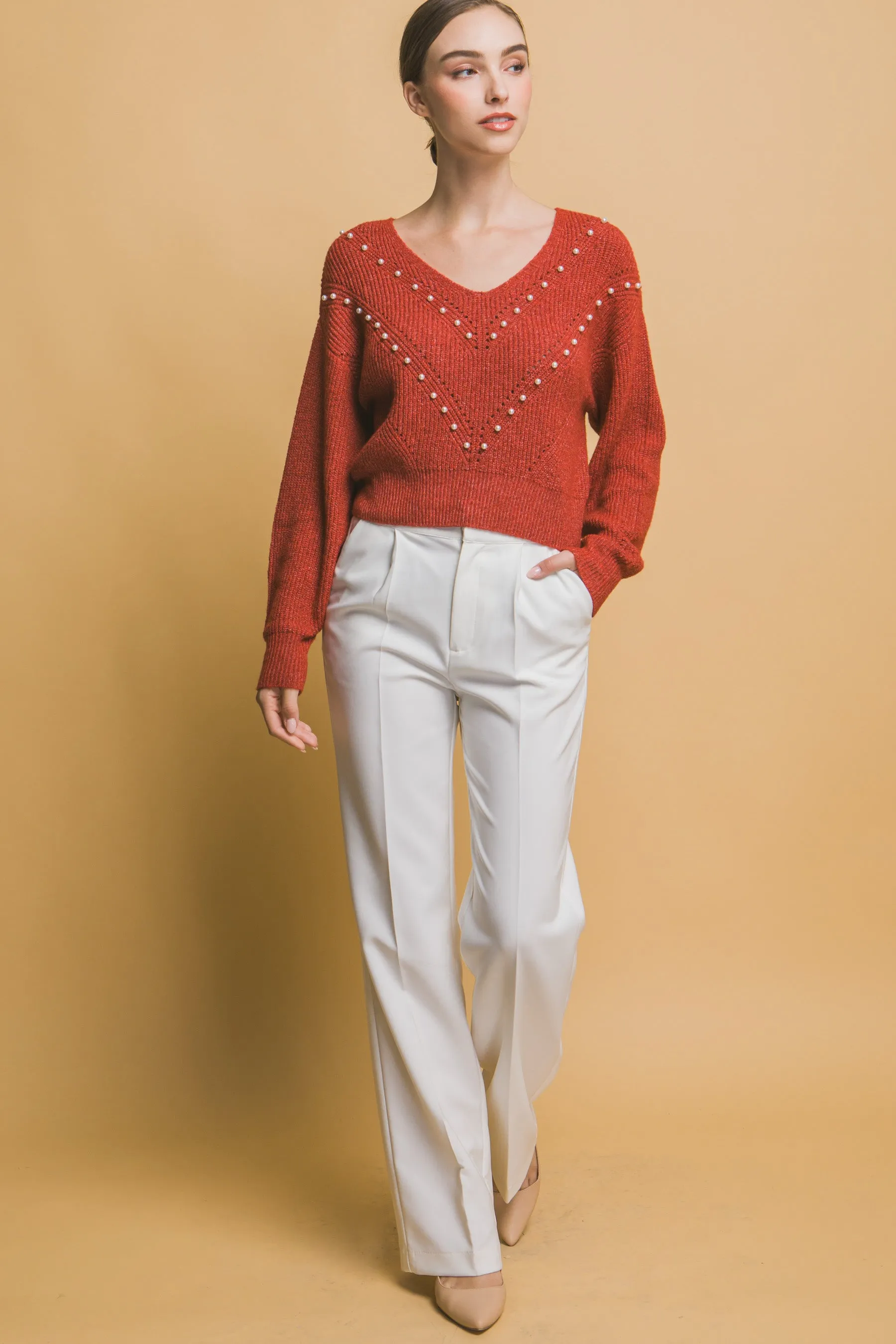 Pearl detail sweater