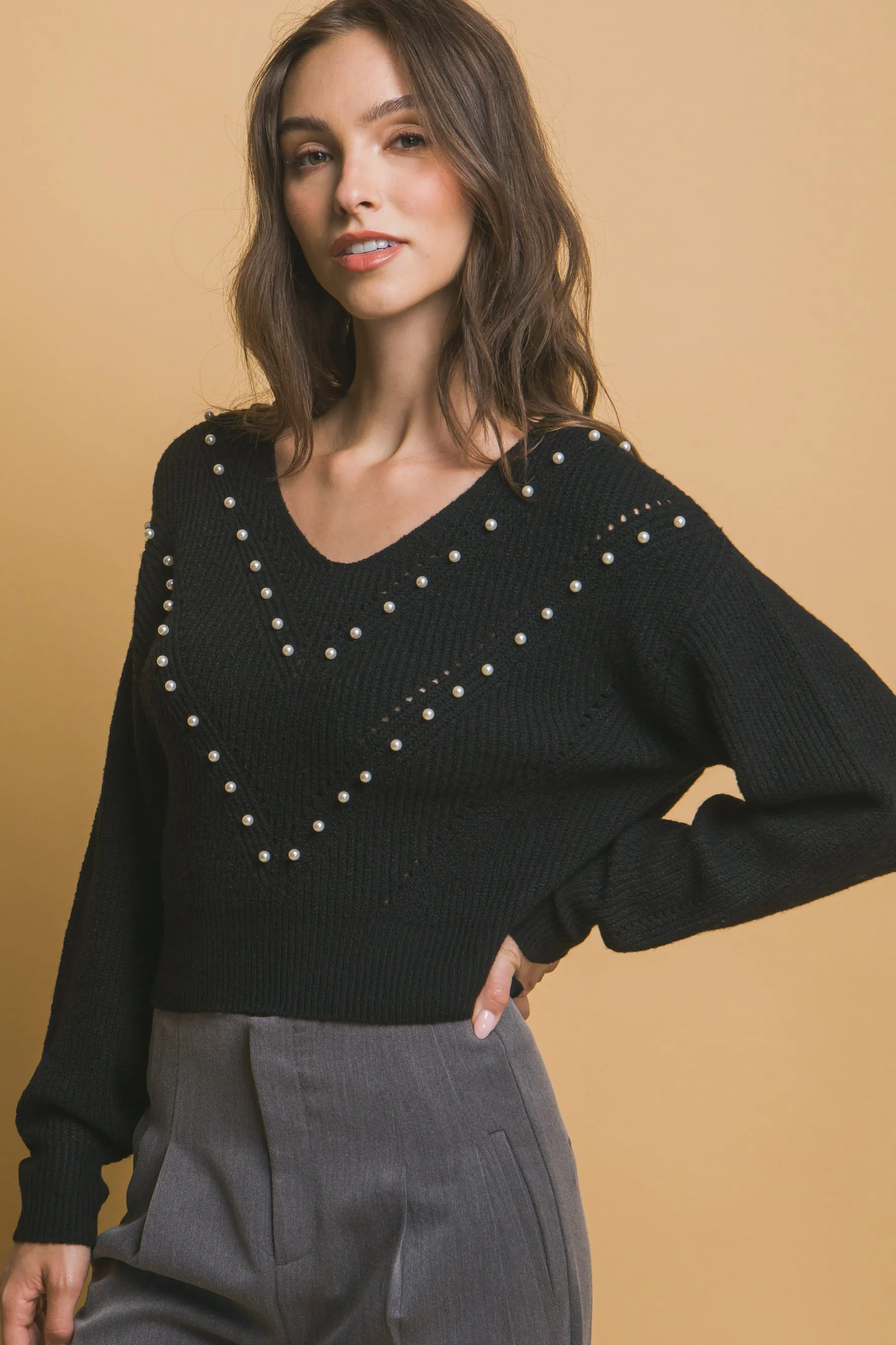 Pearl detail sweater