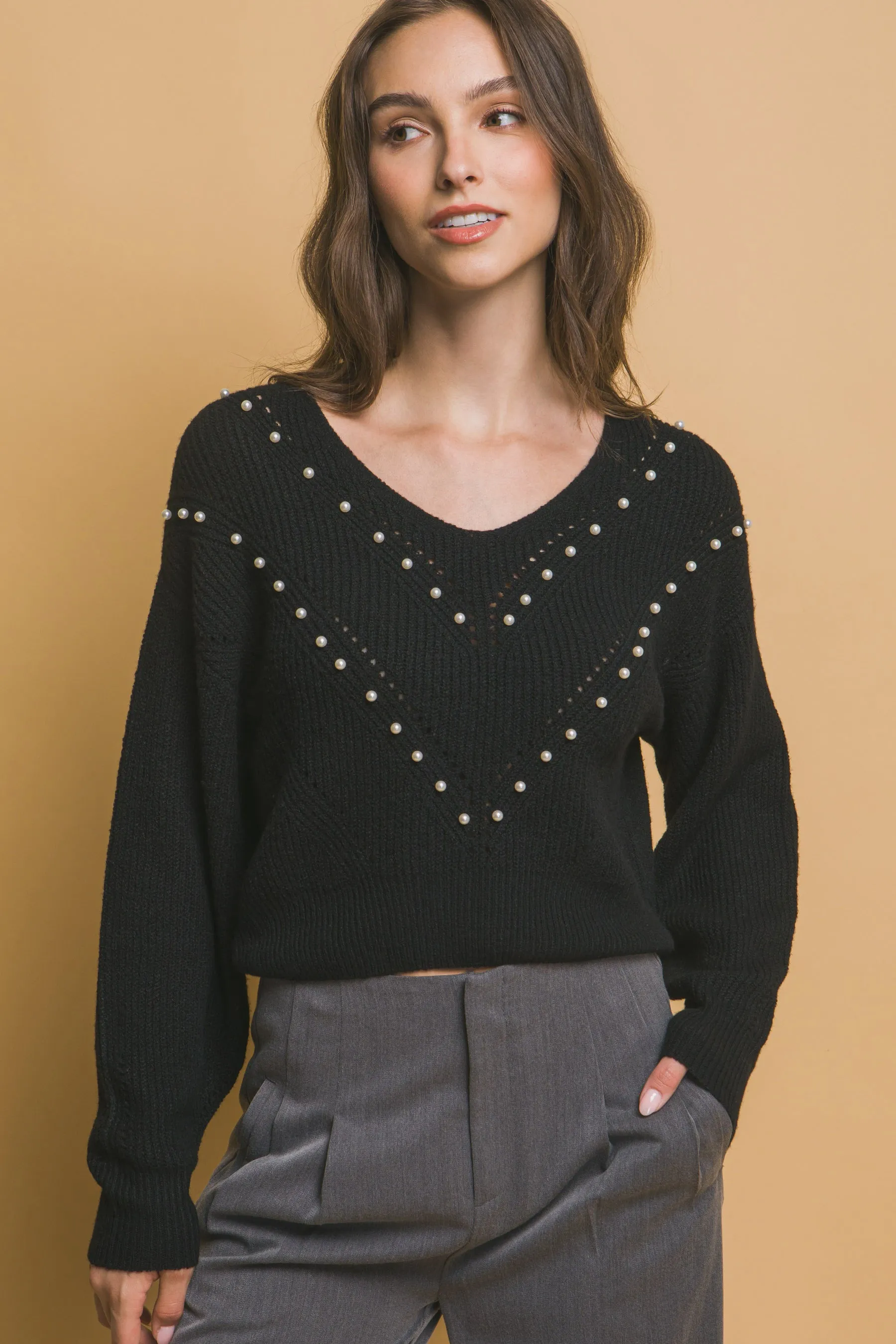 Pearl detail sweater