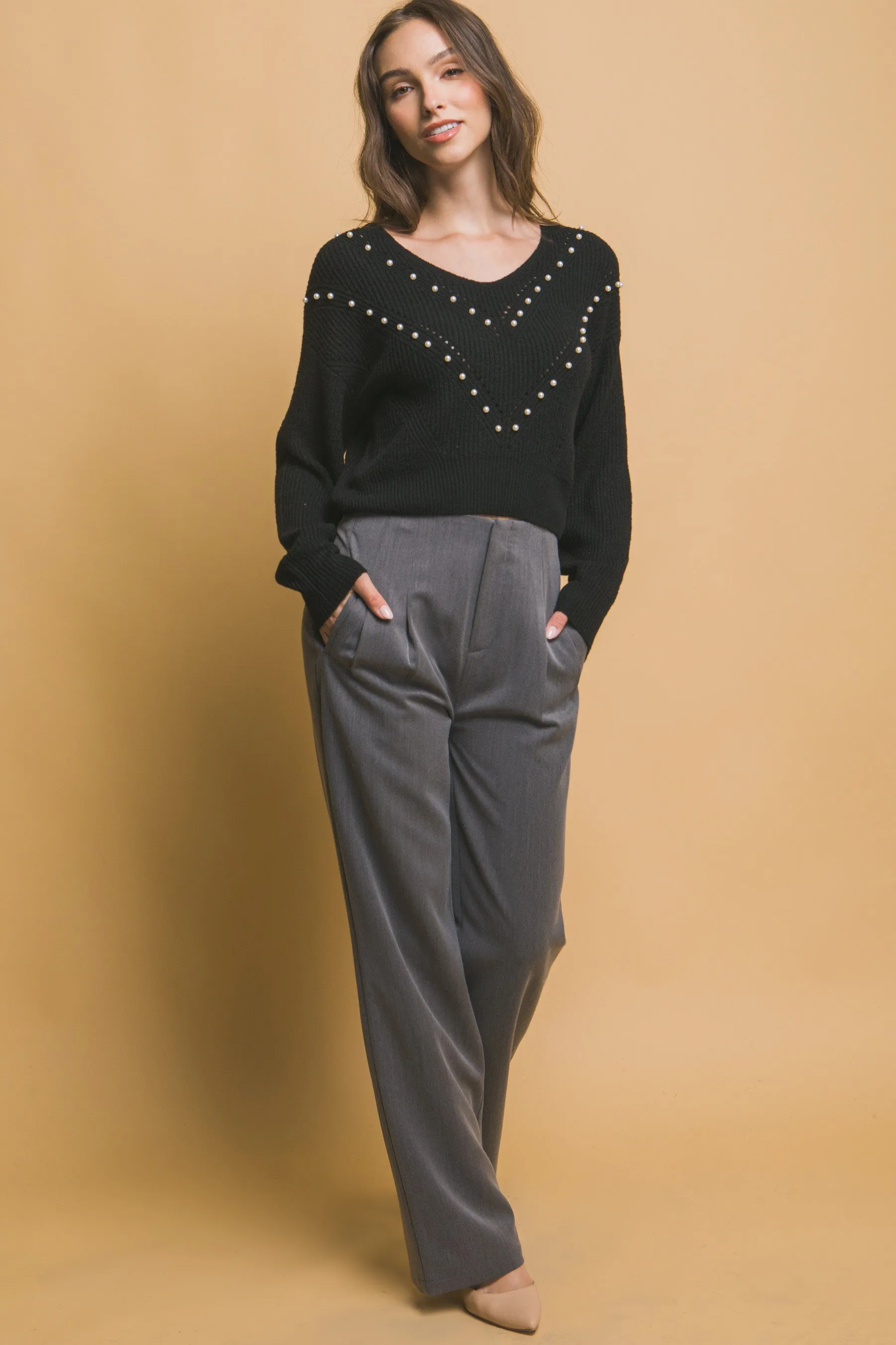Pearl detail sweater