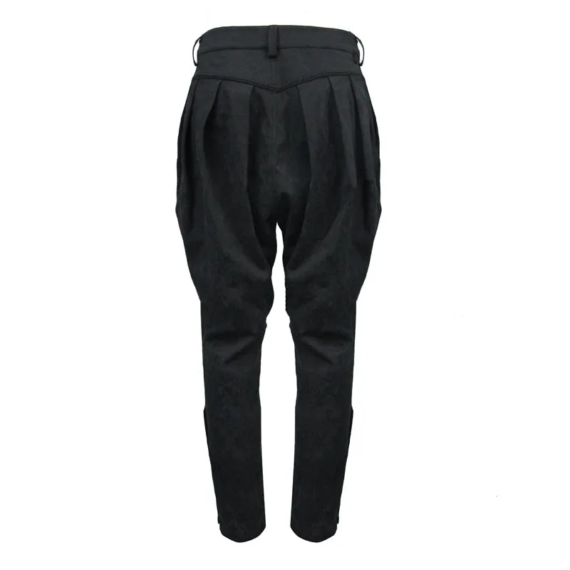 PT080 European stylish gothic jacquard oversize black breeches men trousers