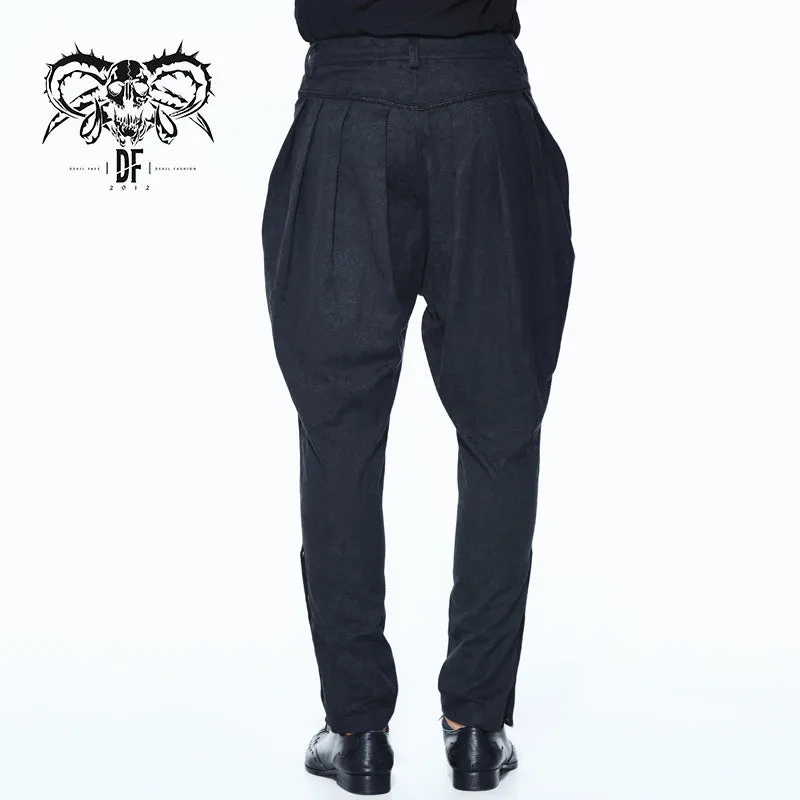 PT080 European stylish gothic jacquard oversize black breeches men trousers
