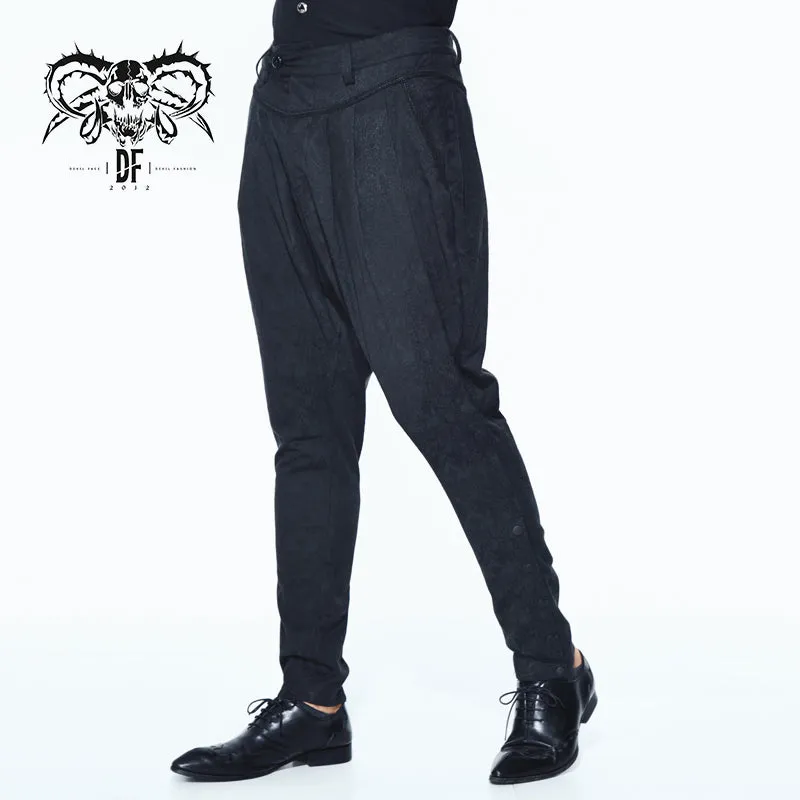 PT080 European stylish gothic jacquard oversize black breeches men trousers
