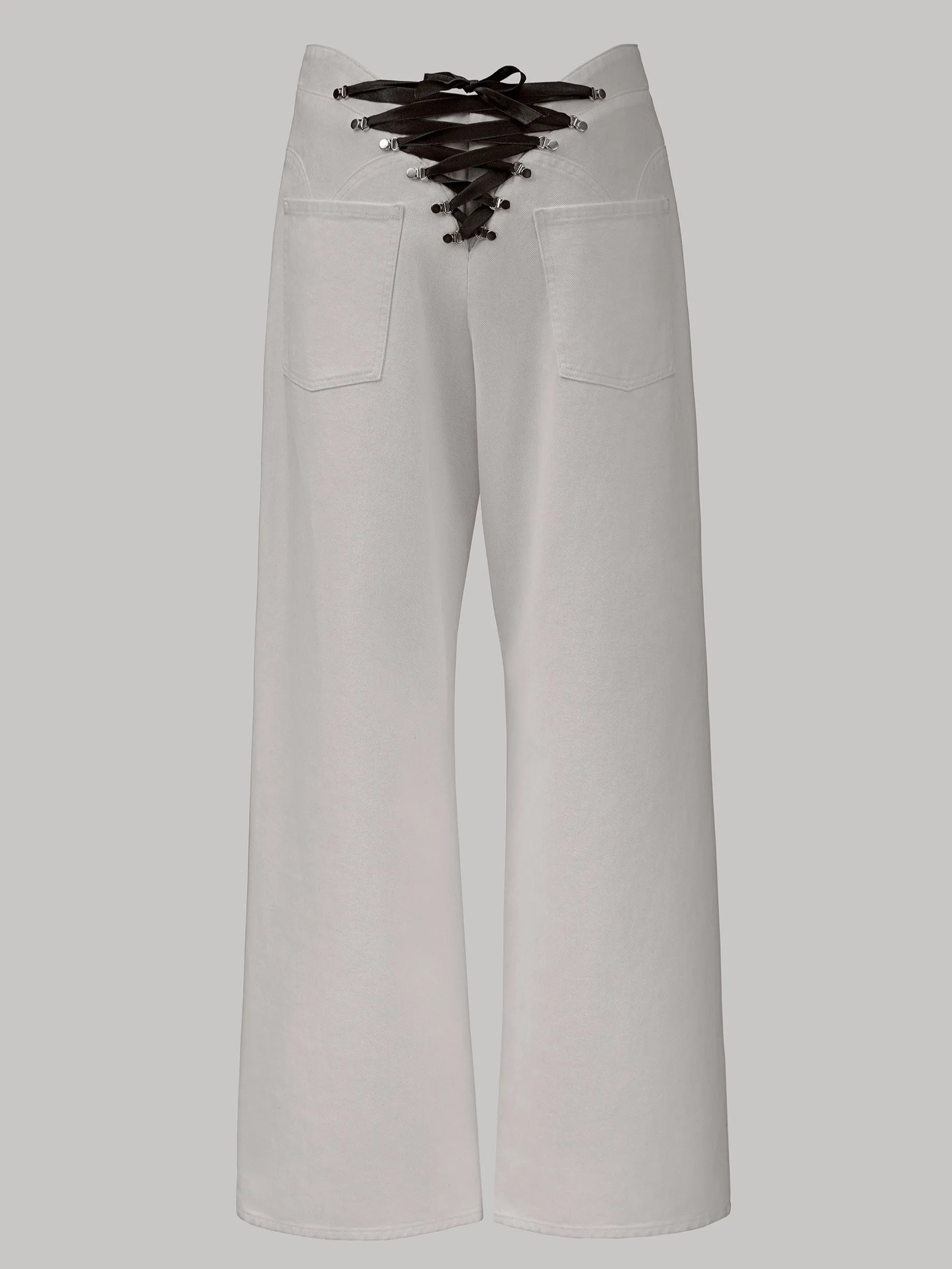 Pull to Open Jeans - White Denim/Black