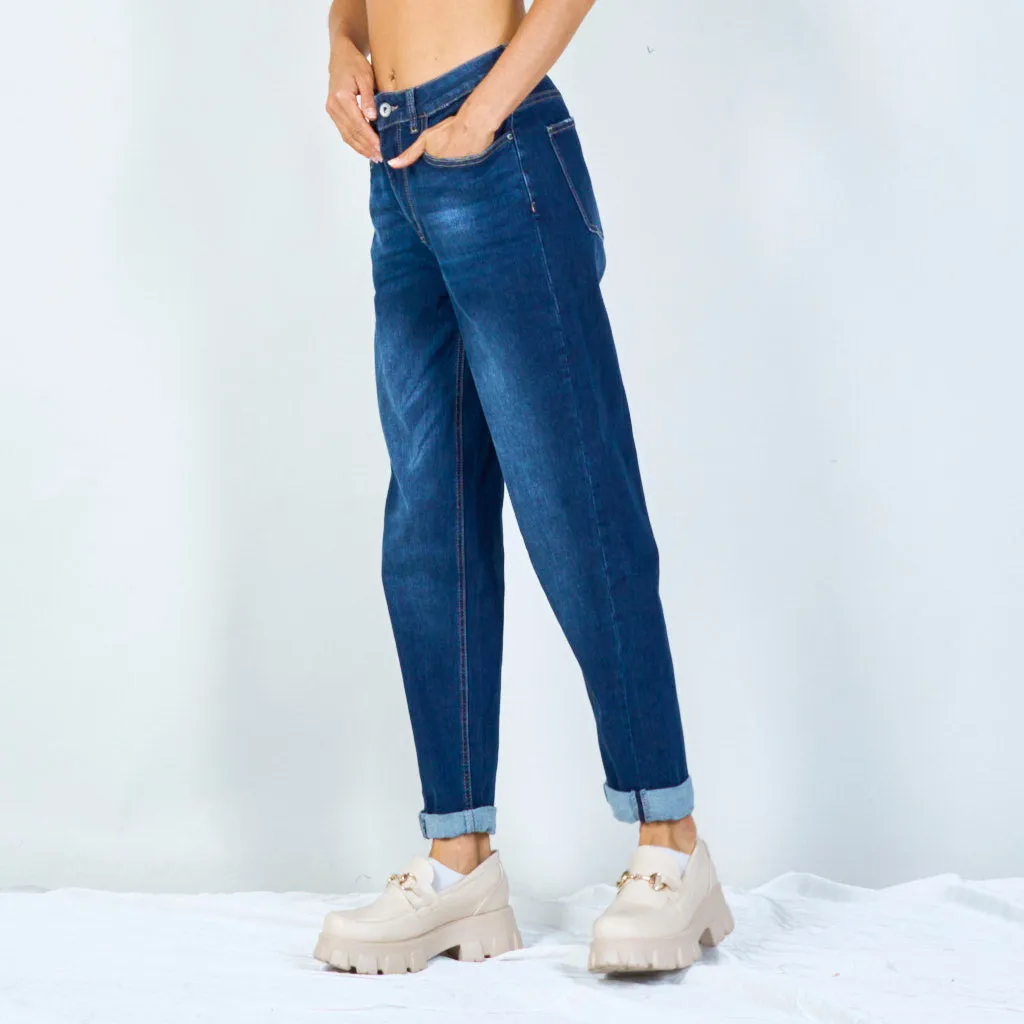Rolled hem straight-leg jeans wholesale