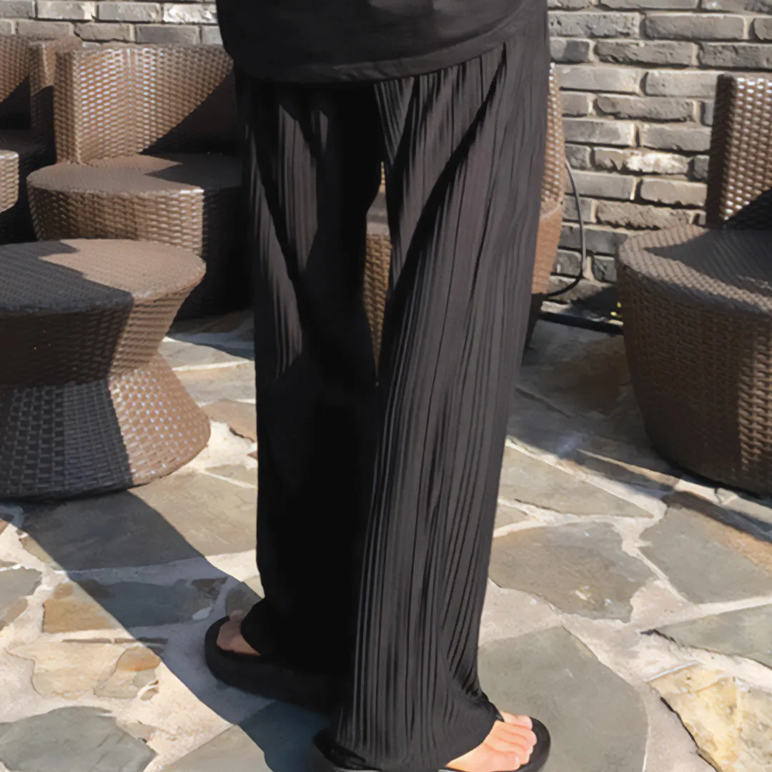 Silk Pleated Drawstring Pant