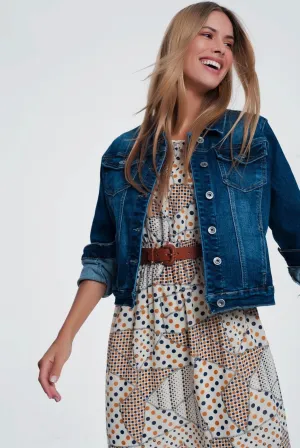 Skinny Western Denim Jacket in Mid Wash