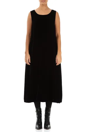 Sleeveless Grey Silk Velvet Shift Dress