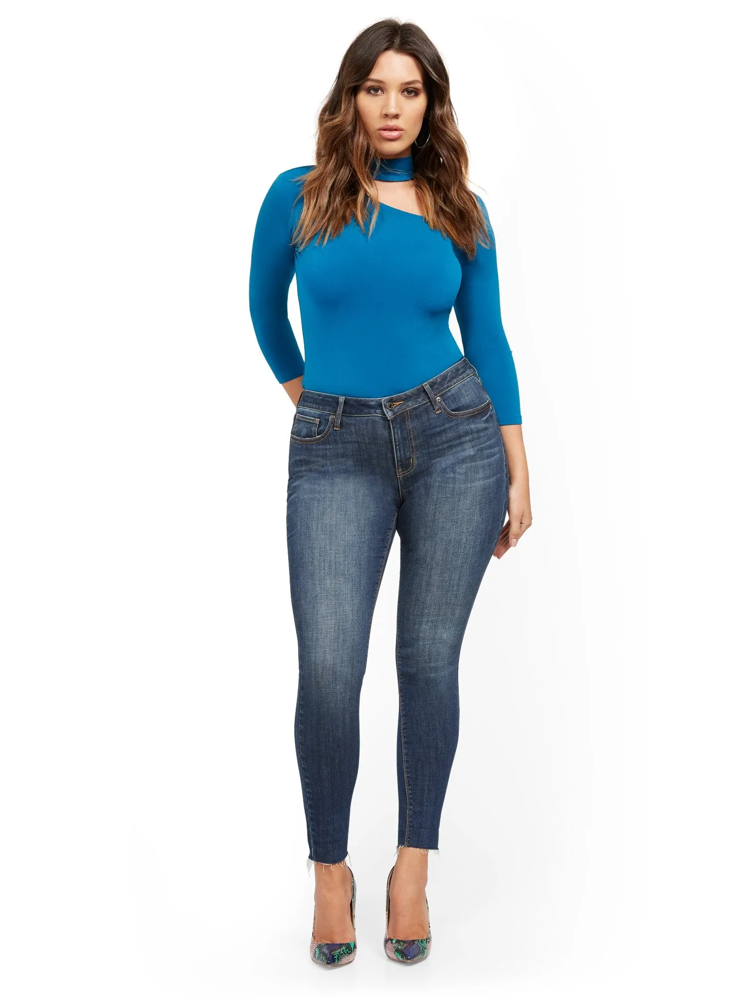 Sunday Mid-Rise Super-Skinny Jeans - Foxy Blue