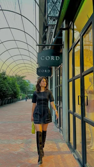 Top Stitch Mini Dress