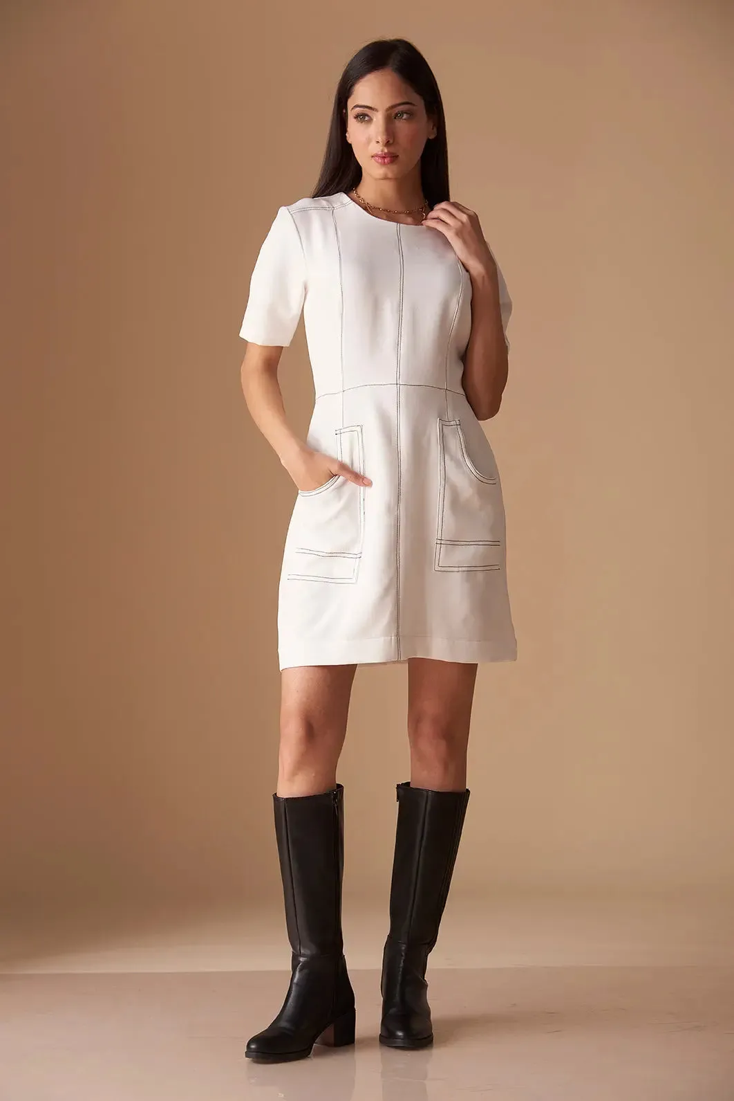 Top Stitch Mini Dress