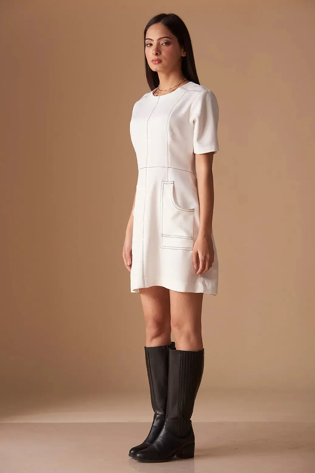 Top Stitch Mini Dress