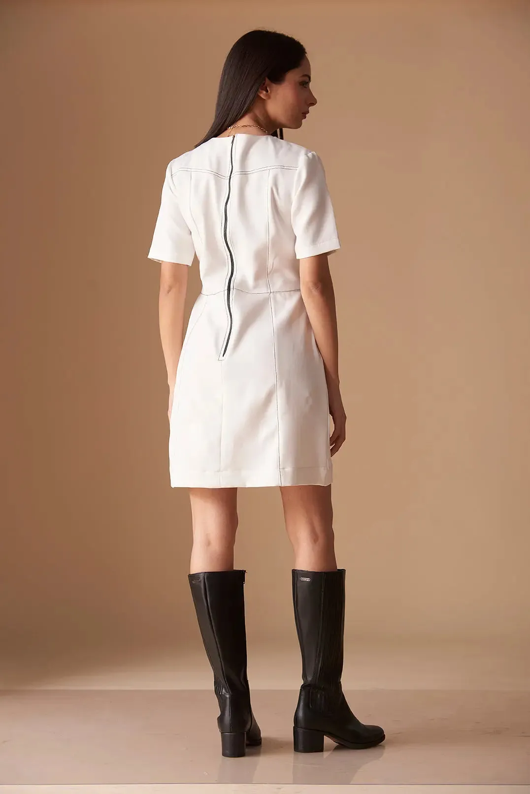 Top Stitch Mini Dress