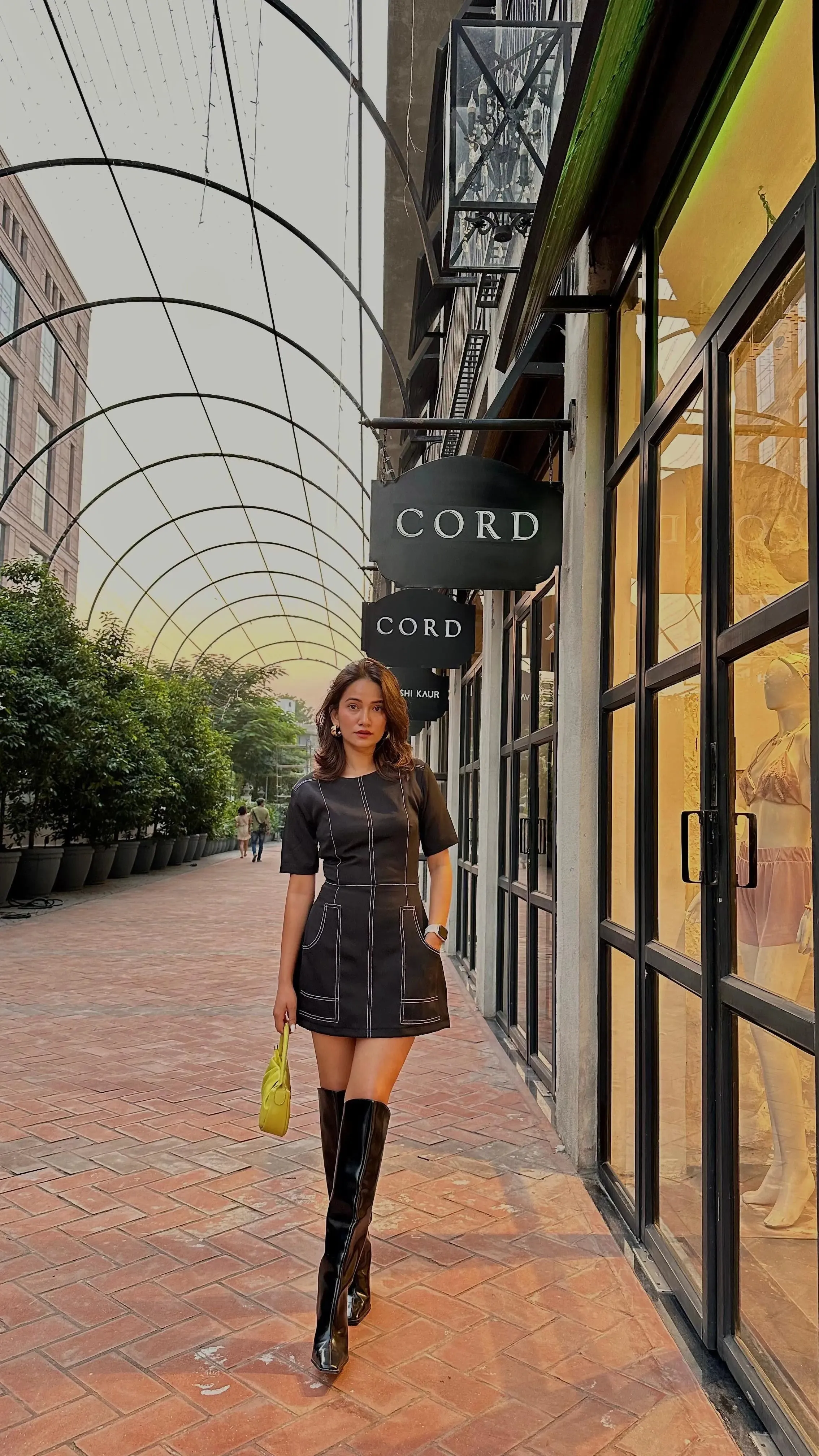 Top Stitch Mini Dress