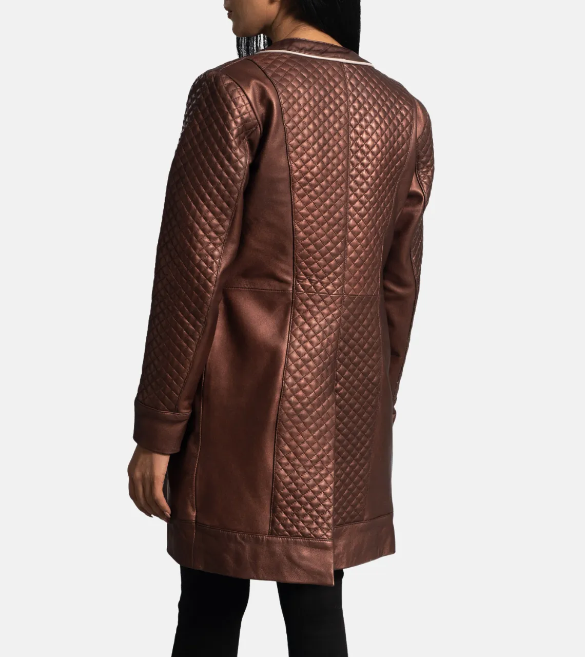 Trudy Lane Quilted Maroon Women's Leather Coat