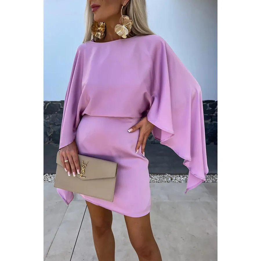 Women's Fashion New Satin Bat Sleeve Dress