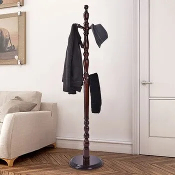 Wooden FreeStanding Entryway Coat Hanger Rack With 8 Hooks