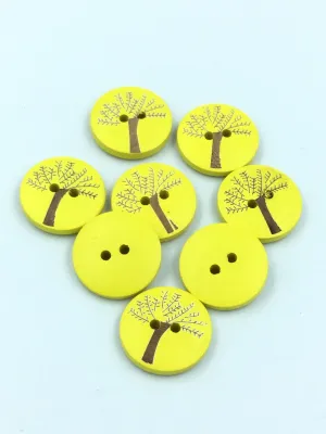 Yellow Wooden 2 Hole Button