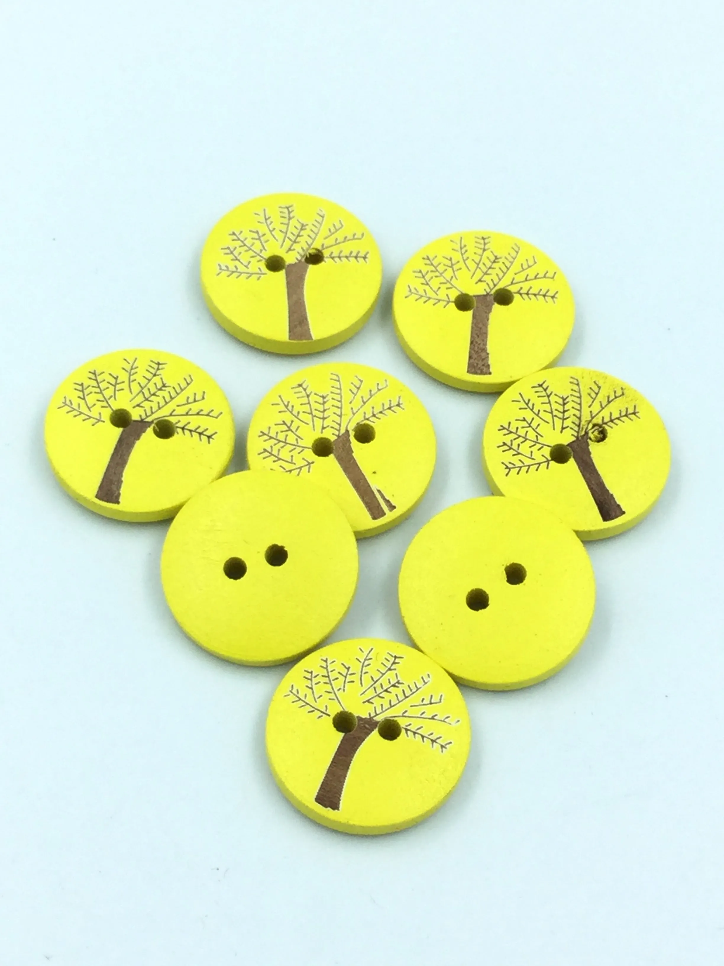 Yellow Wooden 2 Hole Button